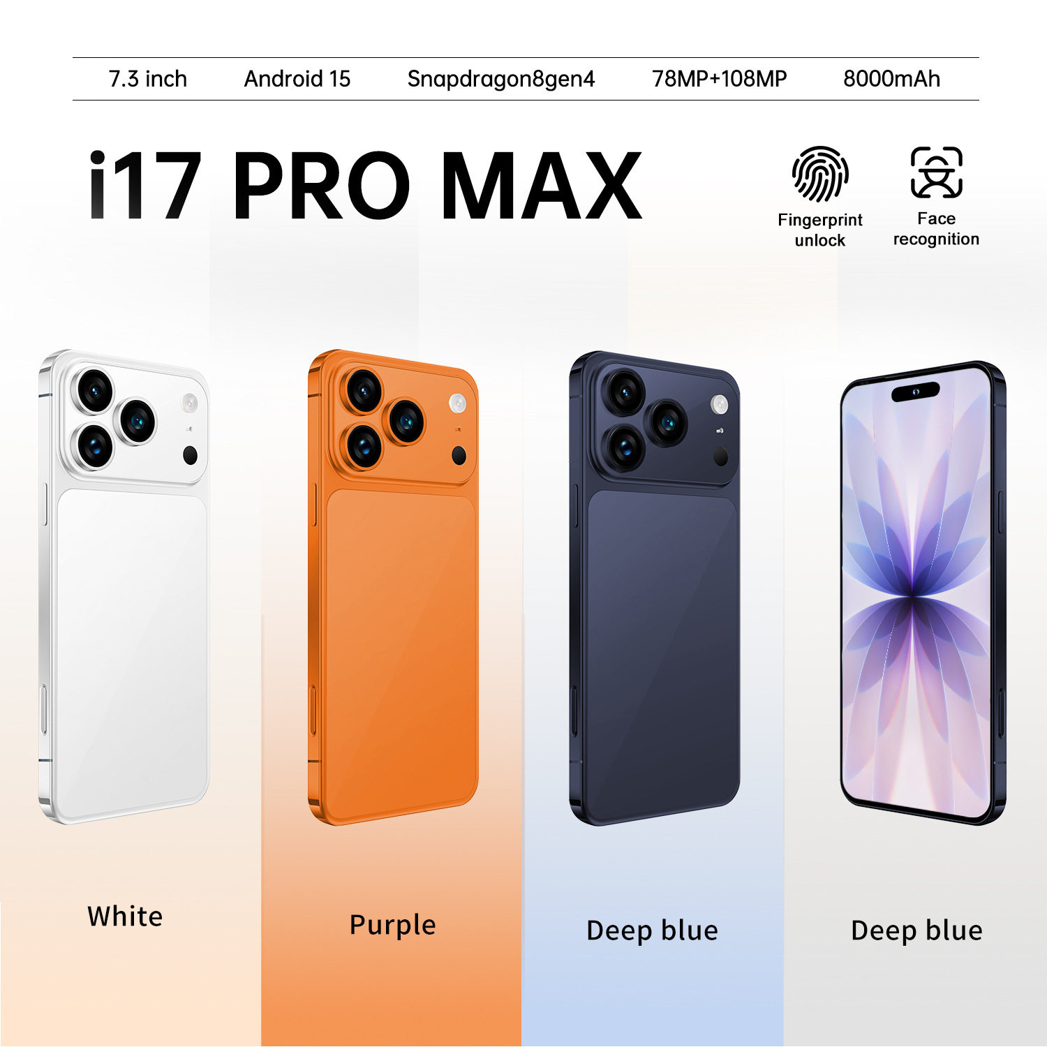 跨境新款i17promax手机智能灵动岛TikTok代发7.3英寸外贸手机可批