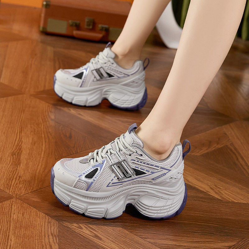 Giày sandal cao gót nữ hở mũi lưới đế dày phong cách Hàn Quốc — Len tinh khiết, Xám