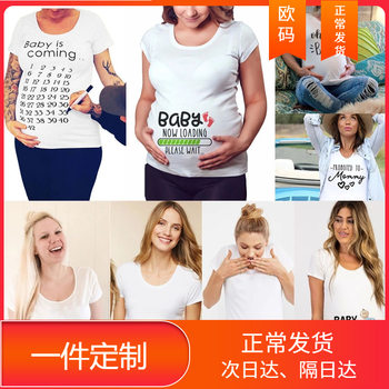 European and American New Maternity plus size Women's Short Sleeve Pregnant Women's T-shirt Casual Round Neck Top