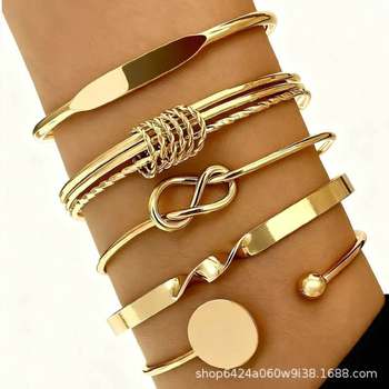 European and American Cross-Border Retro Fashion Irregular Wide Foreign Trade Personalized Exaggerated Metal Open Bracelet Jewelry Wholesale for Women