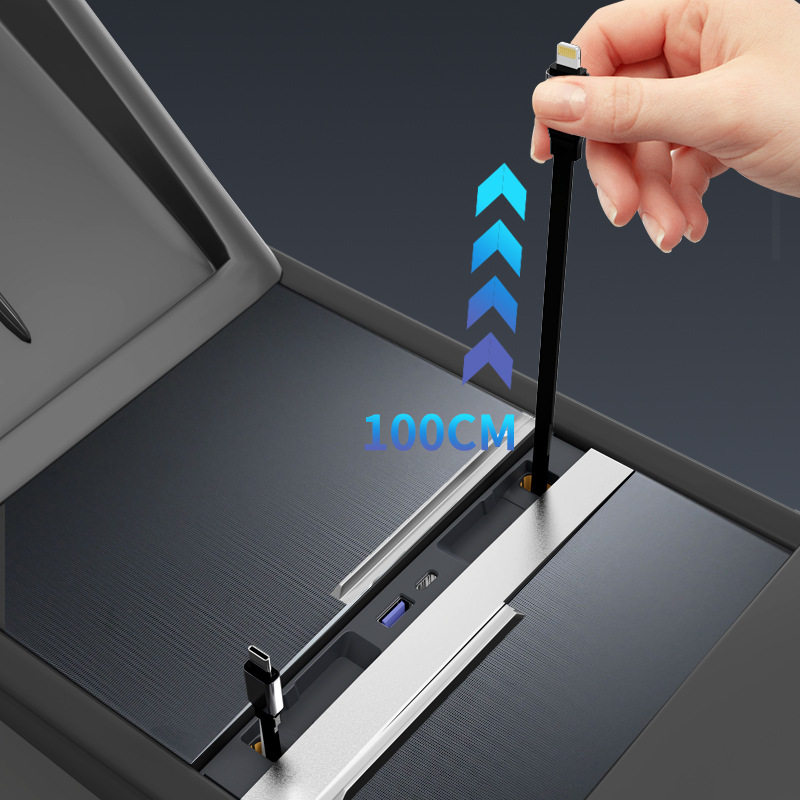 Suitable for Tesla Docking Station Version Model 3/Y Retractable Cable Charger Car Charger Sliding Cover Car-Mounted Retractable Fast Charger