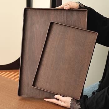 Hotel Tray Rectangular Black Walnut Tray Imitation Wooden Rectangular Tea Tray Commercial Tray Dinner Plate Dining Room Living Room