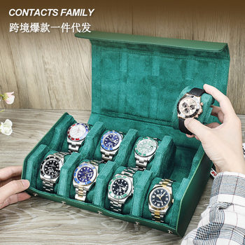 New Saffiano Leather Eight-position Mechanical Watch Storage Box Genuine Leather Travel Portable Watch Box Gift Box