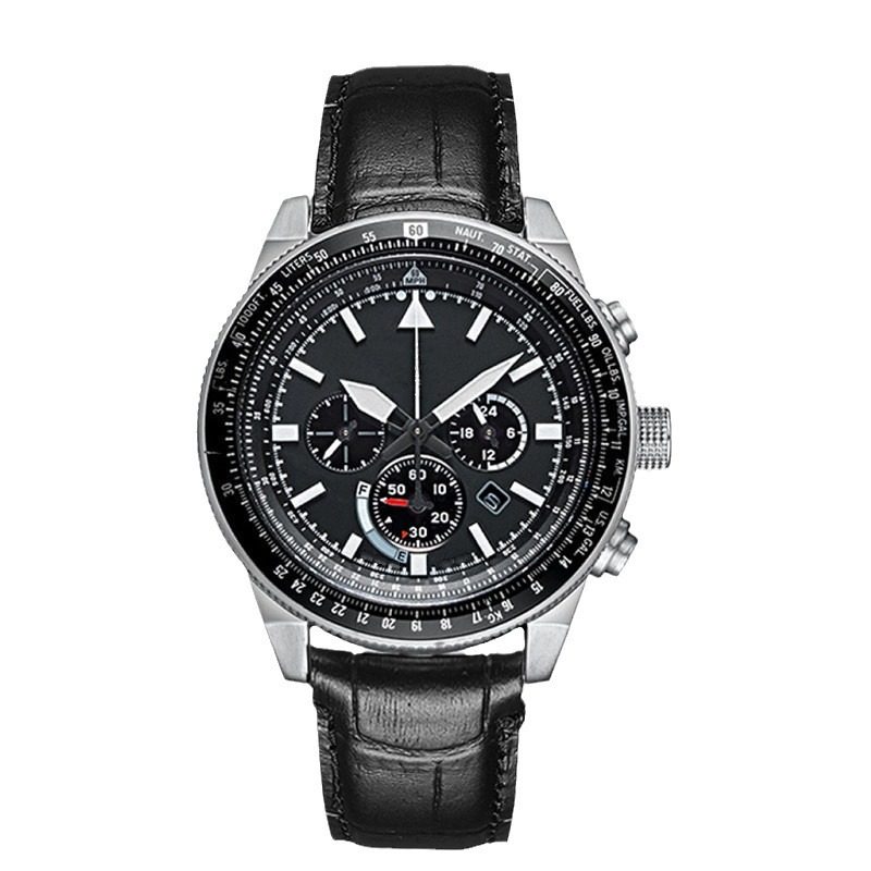 Cross-Border Belt-Style Men's Watch with Large Dial, Multi-Function Chronograph, Quartz Watch, Luminous Calendar, Waterproof Display Goods
