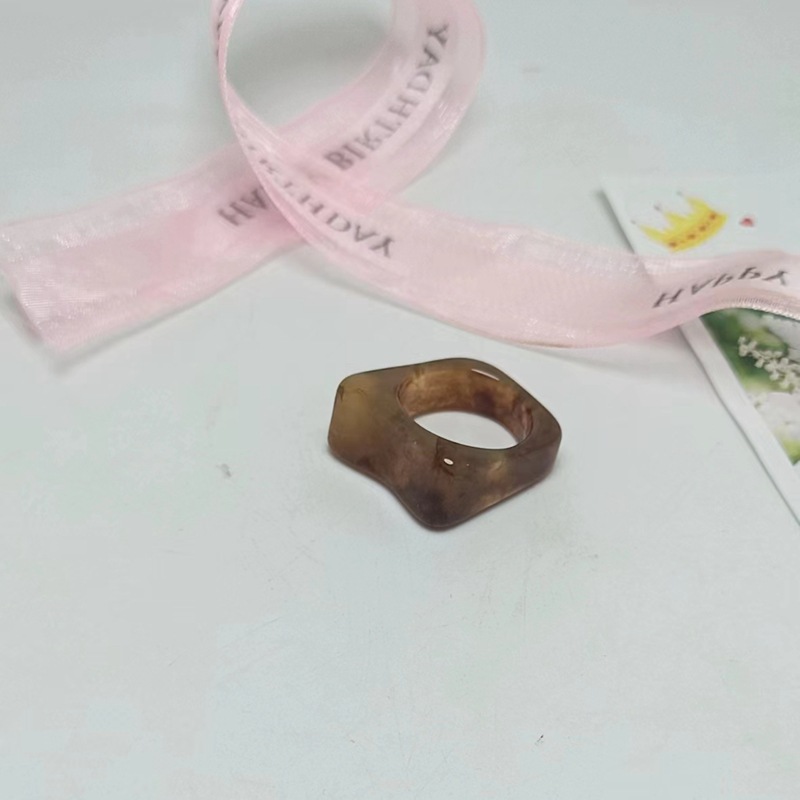 现货树脂醋酸戒指女混合彩色圆形方形指环套装外贸内销指圈批发