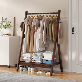 One-Piece Foldable Floor-Standing Clothes Rack for Bedroom, Simple Coat Rack, Clothes Drying Rack, Hat and Clothes Storage Rack