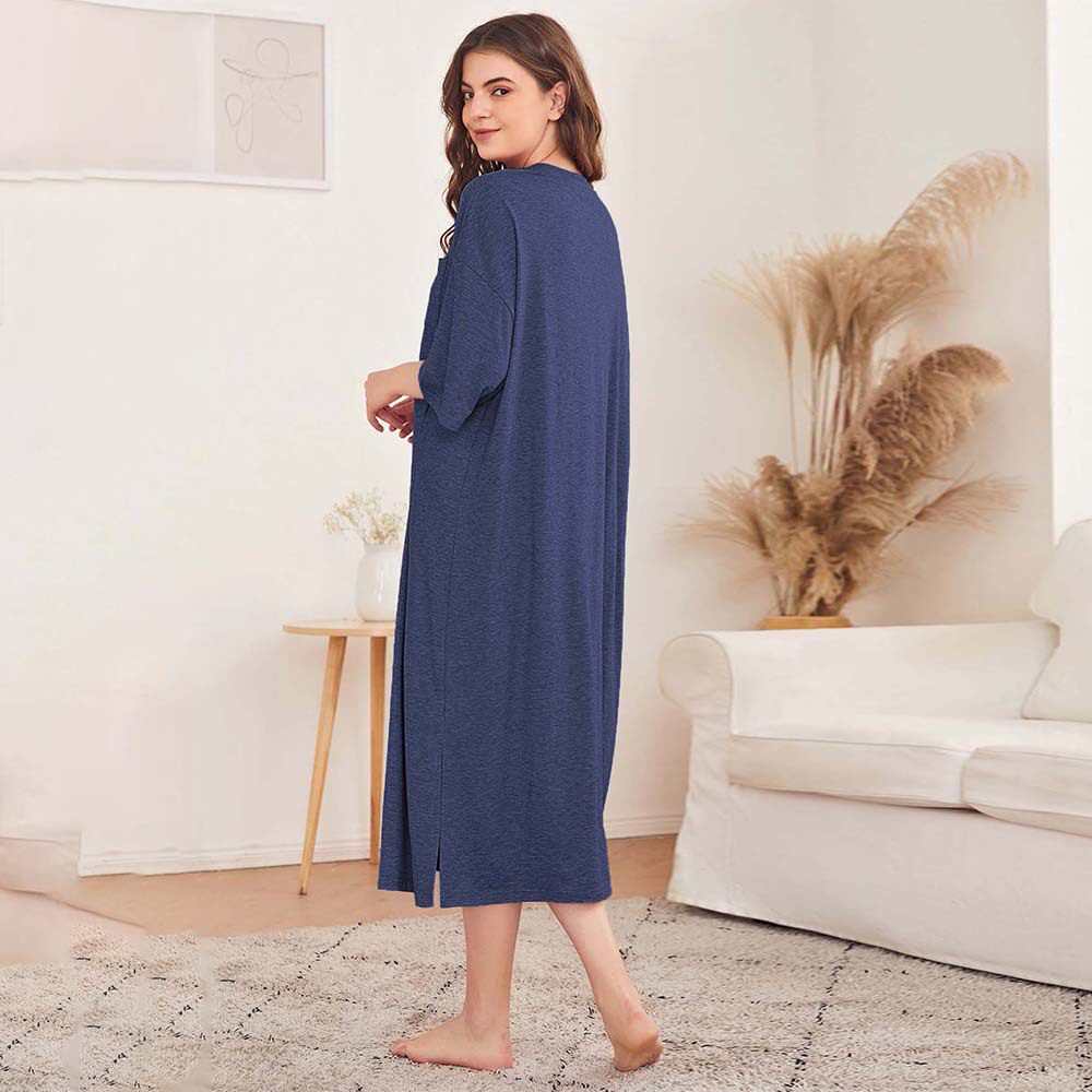 Casual Midi Dress for Women Simple Loose Fit Comfortable Fabric Spring Summer Homewear Wholesale Available
