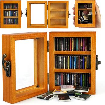 Spot Wooden Mini Bookcase with Lock Desktop Book Display Rack to Organize Children's Room Bookcase Decorations