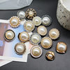 Pearl double button golden edge button women's round lace Chanel style diamond-embedded shirt coat plastic sweater buckle