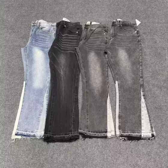 American-Style Gallery Dept Washed Flared Patchwork Jeans High Street Men's Casual Versatile Long Pants