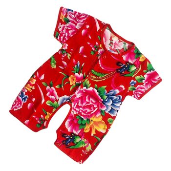 Newborn Baby Hone-piece Clothes Sling Bag Fart Clothes Summer Thin Girl Baby Northeast Big Flower Hanfu Pajamas