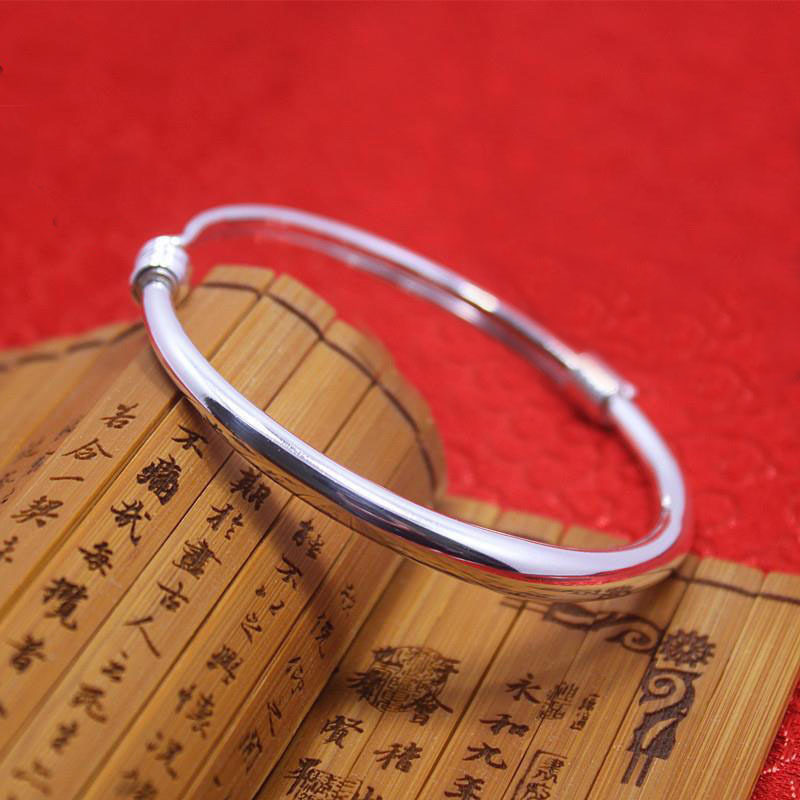 Alloy Silver-Plated Bracelet Glossy Round Belly Push-Pull Fashion Bracelet Korean Style Thin Round Belly Gold-Plated Bracelet Jewelry Wholesale