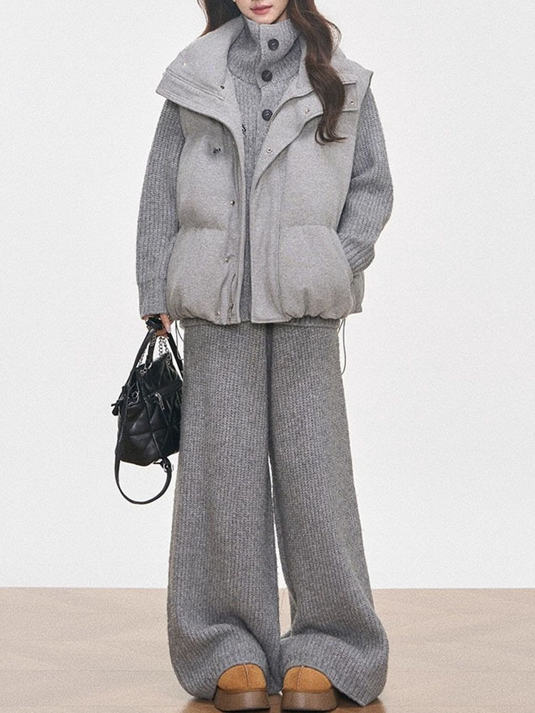 Vest Cotton Suit Women's 2025 New Vest + Knitted Suit Two-Piece Set Slim and Versatile Autumn and Winter Trend