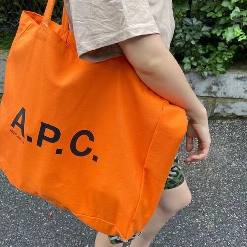 韩女百搭包包日韩APC大容量加厚帆布包肩手提ins托特夏新度假通勤 - 图0