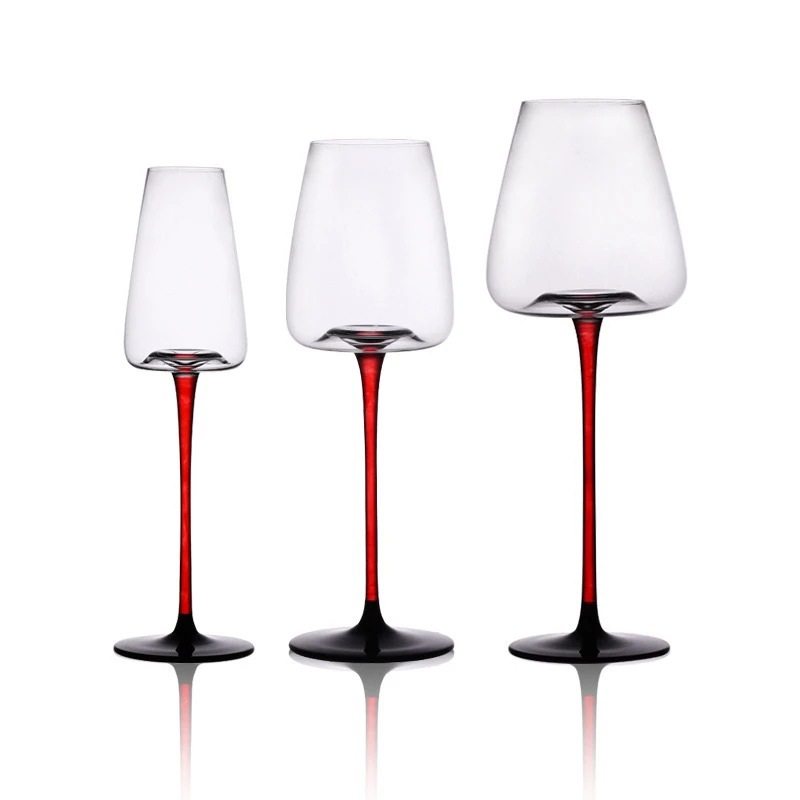 Hand-blown Black Bow-tie Crystal Glass Transparent Red Wine Glass Household Simple Goblet Decanter suit Wine Utensils