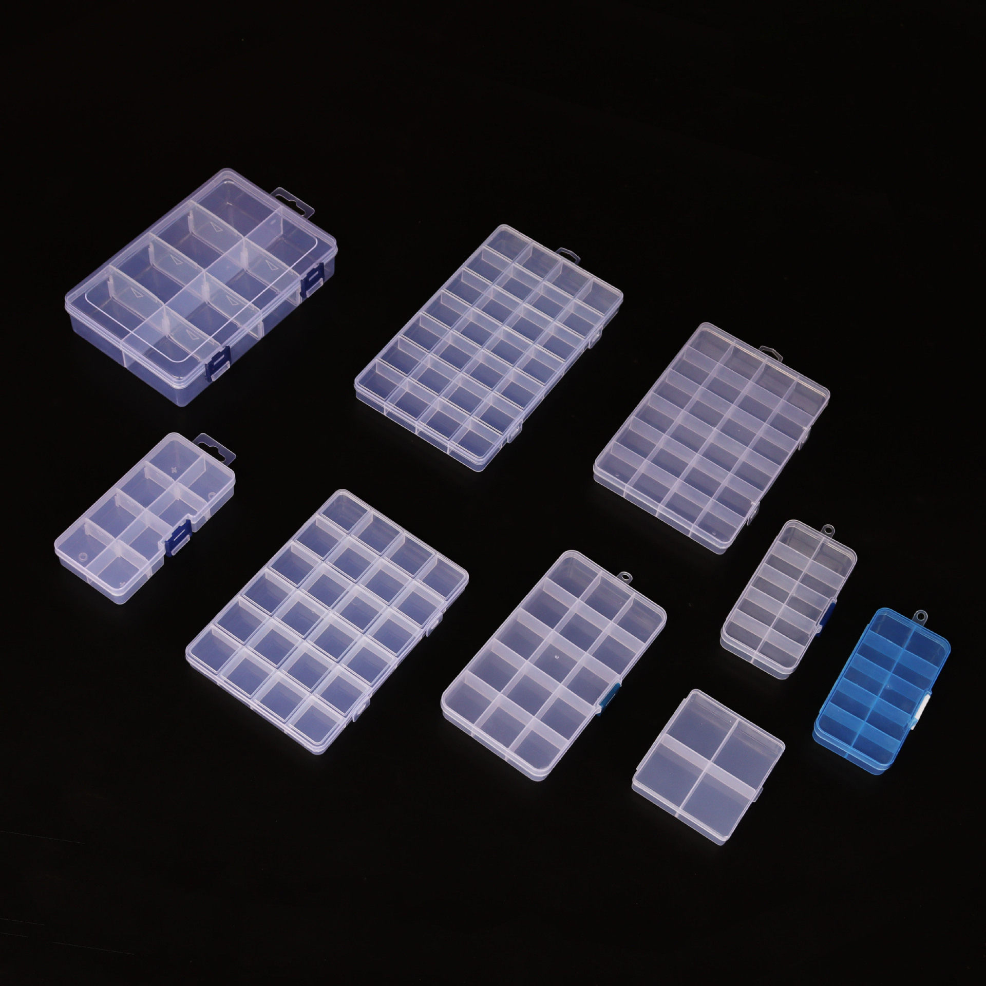 Hardware accessories transparent plastic storage box 10 15 24 28 36 button jewelry fishing gear packaging box