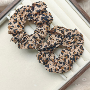 French Retro High-End Leopard Print Hair Tie, Lazy Style Hair Tie, Rubber Band, Ball Head Flower, Millennial Hot Girl Hair Rope