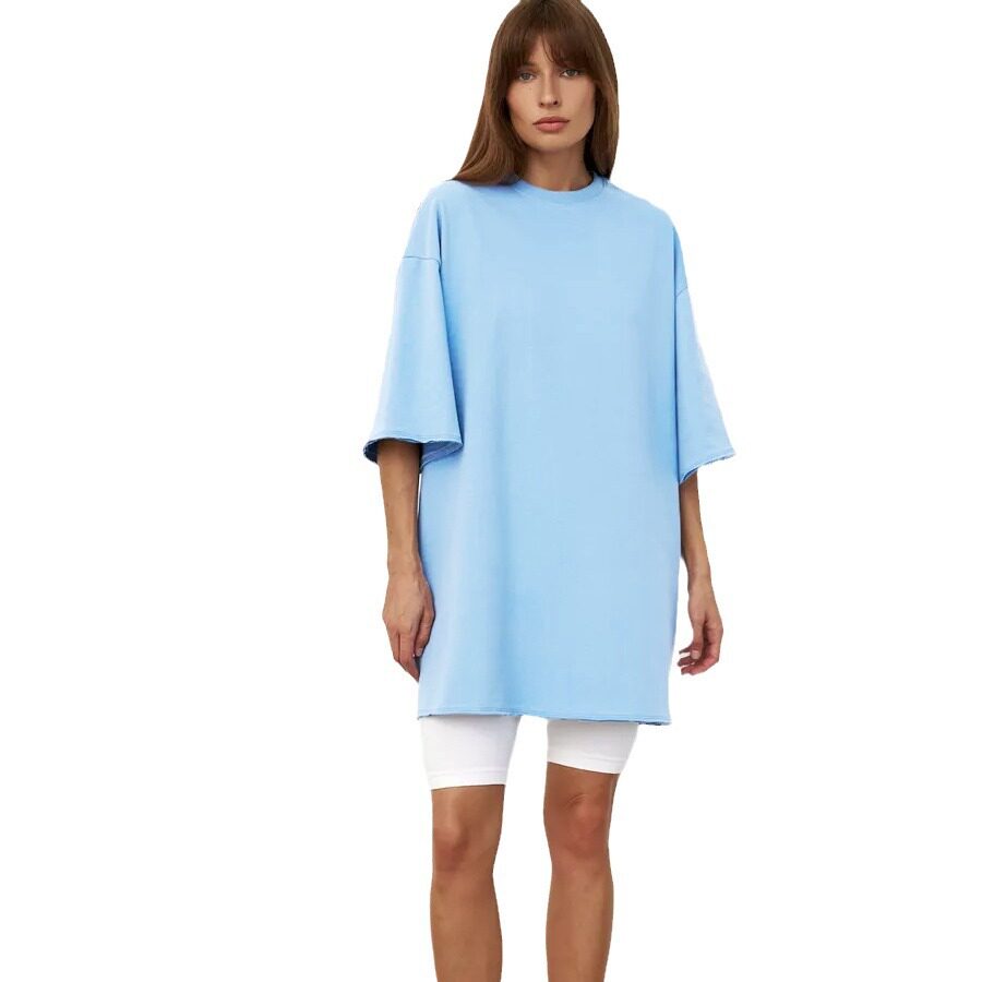 Womens Loose Fit Cotton T Shirt 260g Fabric Short Sleeve Solid Color Spring Summer Casual Wear Wholesale Available