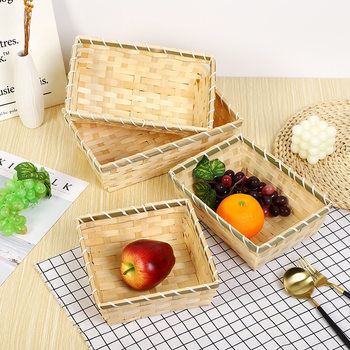 Bamboo Basket Woven Bamboo Basket Egg Storage Basket Handmade Tray Bamboo Products Steamed Bun Basket Commercial Household Bread Basket