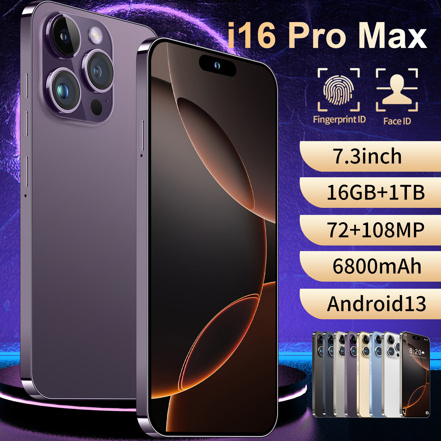 2025新款跨境手机I16 ProMax 5G全球通用灵动岛16+1TB安卓8.1