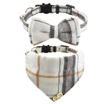 Cute Pet Partner new British cat collar Gentry bow cat collar triangle scarf collar set