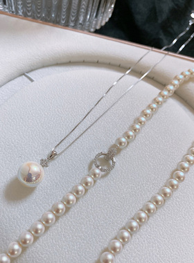s925银天女粉光珍珠项链女夏季轻奢小众级感锁骨链吊坠颈链饰品