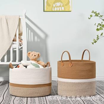 Cotton Thread Woven Storage Basket Storage Basket Household Sundries Dirty Clothes Storage Basket Large Cotton Rope Storage Bucket