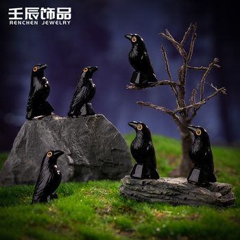 Cross-Border Creative Halloween Decoration Black Crooked Crow DIY Resin Crafts Festive Decorations Small Ornaments