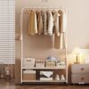 Simple Floor-Standing Clothes Hanger for Home Use, Mobile Bedroom Bedside Clothes and Bag Storage Rack, Coat Rack