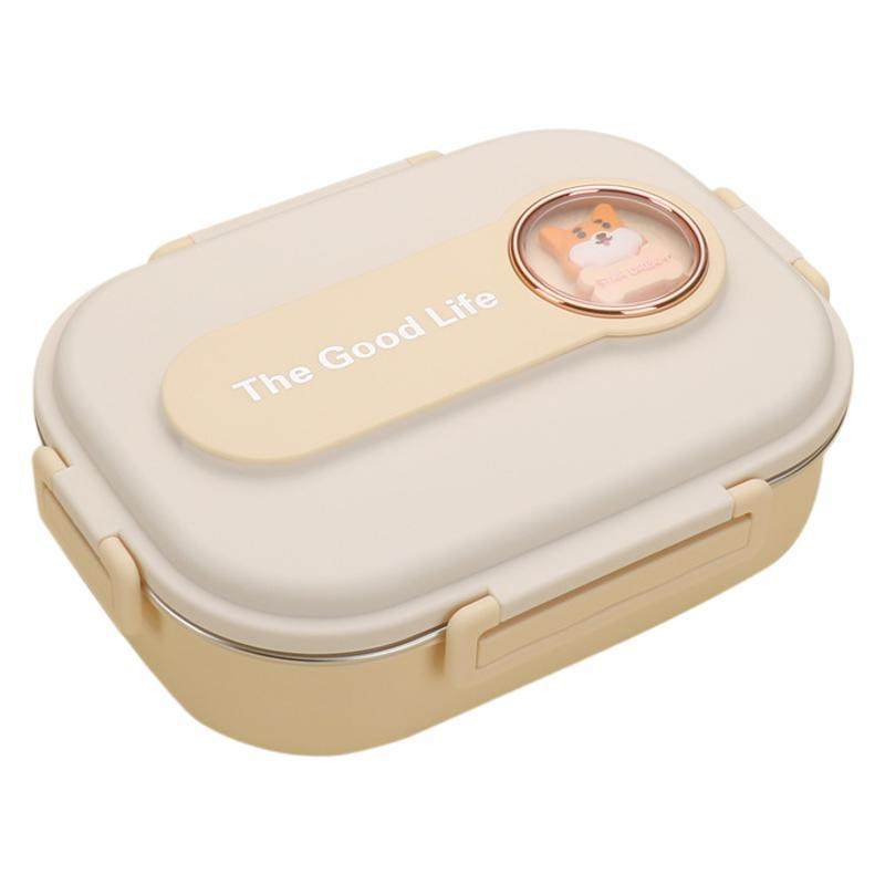 304 Stainless Steel Lunch Box with Soup Bowl Student Office Student Insulated Lunch Box Sealed Square Lunch Lunch Box