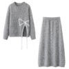 2025 Winter Lazy Style Autumn and Winter Outfit Suit Women's Atmospheric Knitted Sweater Slimming Look Skirt Two-Piece Set