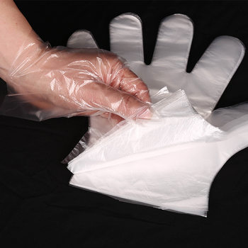 Disposable gloves 100 padded transparent film gloves lobster take-out pe gloves factory spot wholesale
