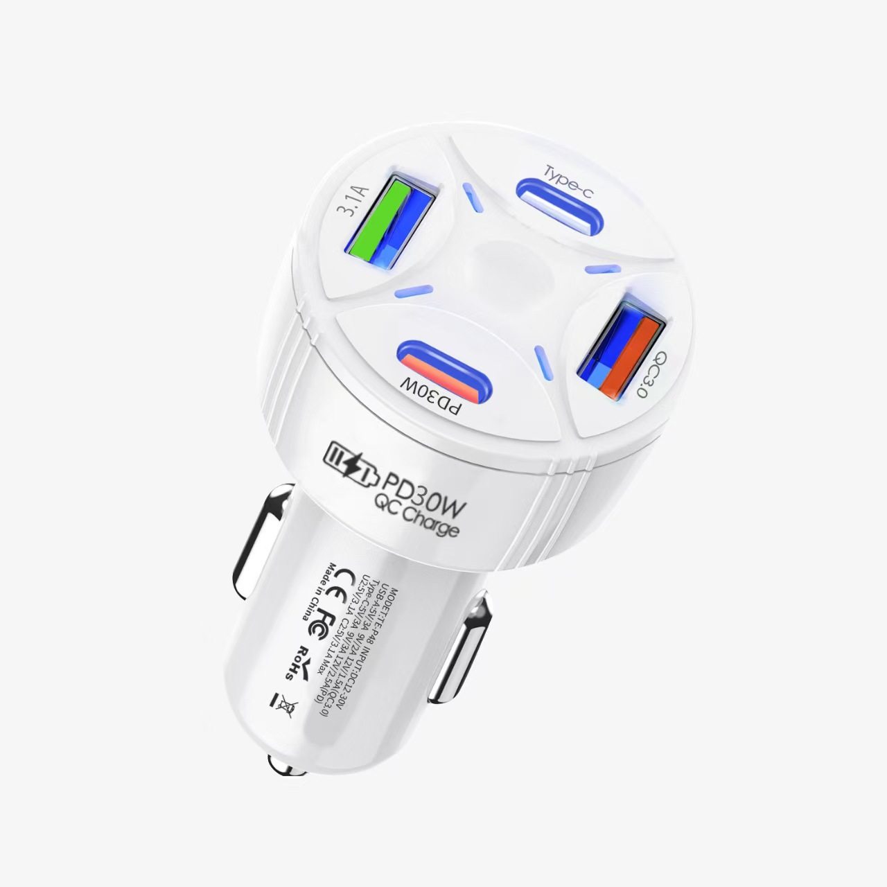 Car Charger 63W Super Fast Charging Multi-Port Car Charger Cigarette Lighter Conversion Plug One to Four Car Charger Fast Charging