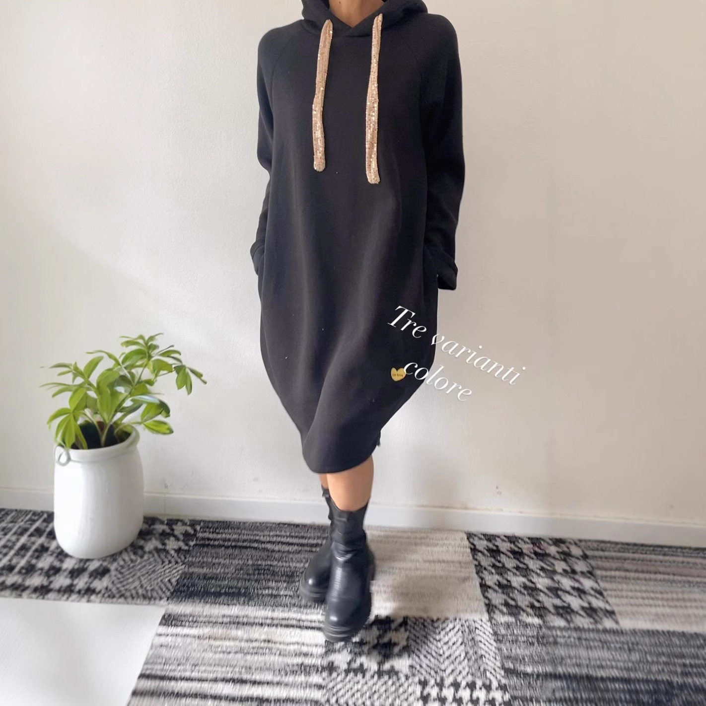 Womens Oversized Solid Color Hoodie Dress Long Sleeve Casual Style Autumn Winter Wholesale Available