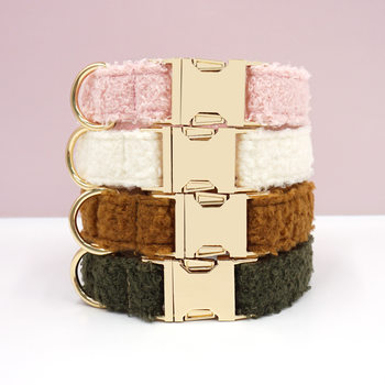 New Soft Teddy Velvet Cross-Border Pet Dog Collar Manufacturer Wholesale Small Batch Customized Export Pet Dog Collar