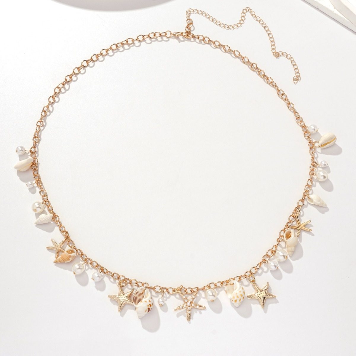 Bohemian Beach Shell Body Chain Summer Seaside Bikini Imitation Pearl Starfish Conch Pendant Waist Chain for Women
