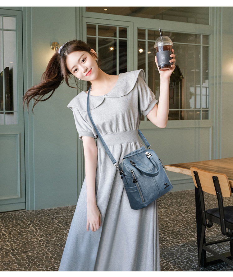 Ba lô nữ đa năng cỡ vừa, đeo vai và cầm tay, nhiều ngăn tiện dụng — Màu đen, Màu đỏ, Màu kaki, Màu tím