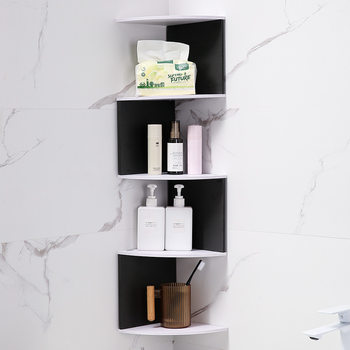 Cross-Border Wooden Wall Corner Triangle Storage Rack Bathroom Wall-Mounted Storage Rack Dressing Table Cosmetics Storage Cabinet
