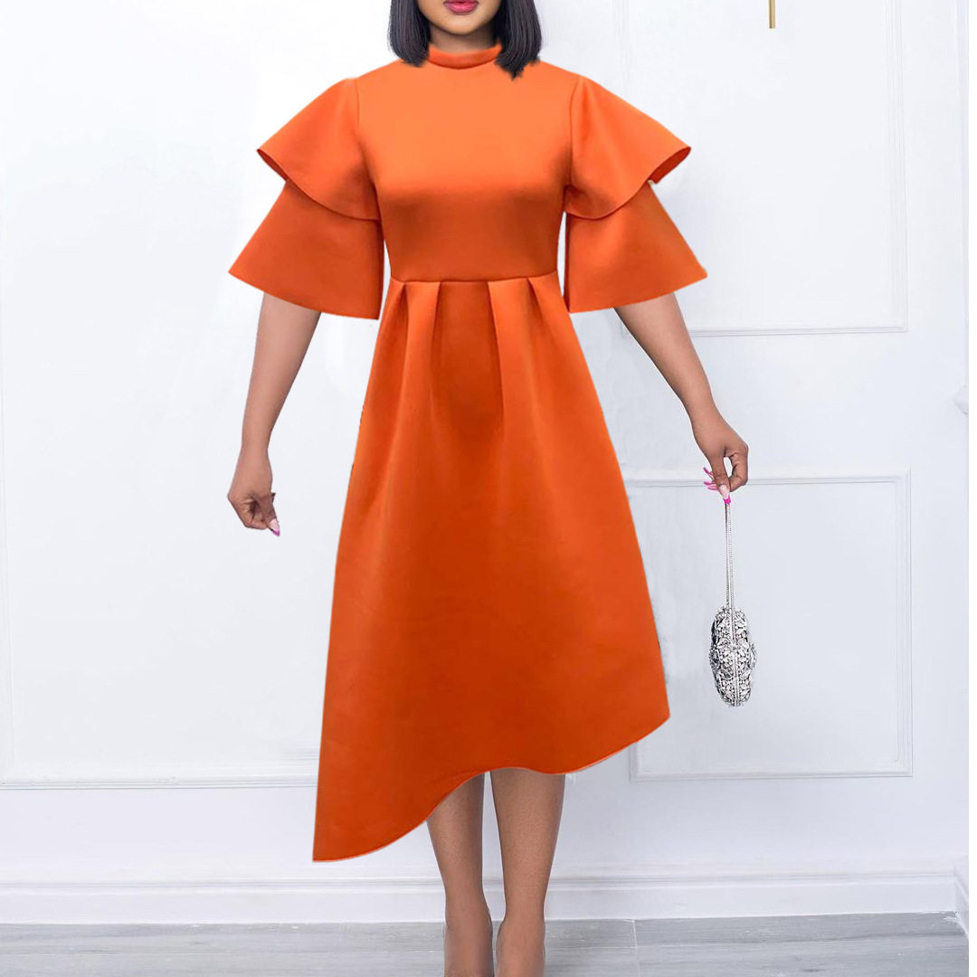 Plus Size Womens A Line Dress Solid Color Double High Neck Elegant Style Perfect for Evening Parties Wholesale