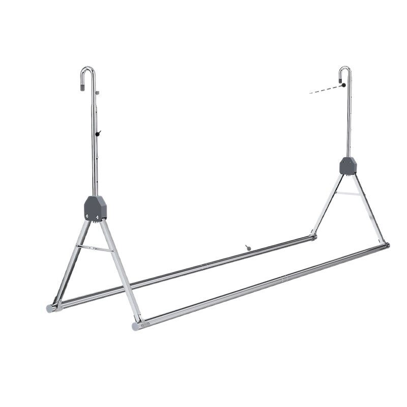 Stainless Steel Telescopic Clothes Drying Rod, Adjustable Height Clothes Drying Rack, Balcony Clothes Drying Artifact, Foldableing Hanging Double Rod