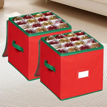 Cross-Border Amazon Popular Christmas Ball Storage Box Foldable Four-Layer Compartment Storage Box Christmas Gift Storage Box