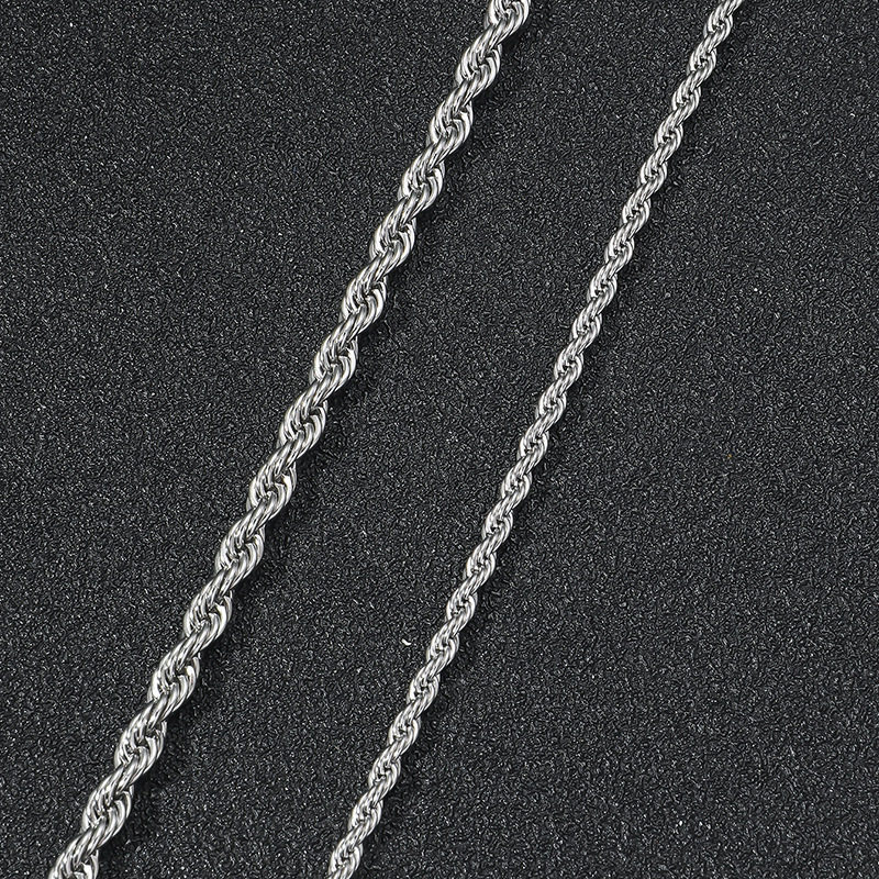 Cross-border European and American stainless steel twist chain simple personality men and women hip-hop titanium steel necklace accessories clavicle chain seven leaves