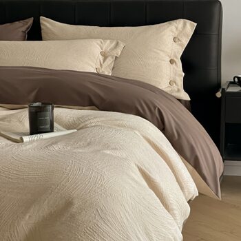 Cotton Double Yarn Four-piece Set Yarn-dyed Stereo Jacquard Bed Sheet Quilt Cover AB Edition Simple Bedding Four Seasons Bedding