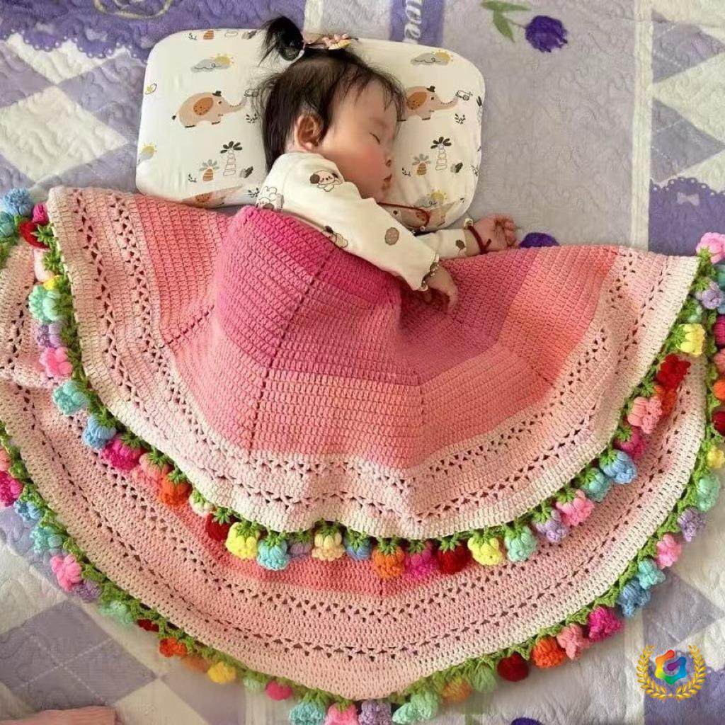 Finished Product in Stock: Bouquet Blanket, Rose Flower Gift for Baby, Pure Handmade Air Conditioning Blanket, Outdoor Travel Shawl