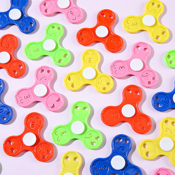 Smiley Face Bearingless Fingertip Gyro Three-Blade Finger Gyro Cross-Border Spiral Finger Decompression Small Toy Gift Wholesale