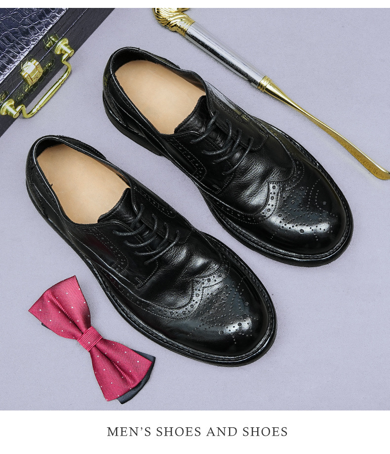 Giày Derby nam da bò thật đế da thủ công Goodyear mũi tròn — Màu đen, Màu cà phê