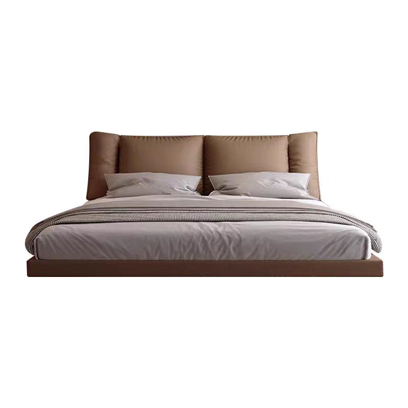 奈丘意式极简悬浮真皮床头层牛皮1.8米主卧大双人床侘寂风悬浮床