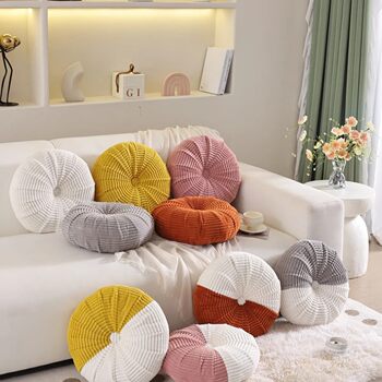 Ins Cream-Colored Cute Round Handmade Futon Cushion for Guesthouse Living Room Sofa, Girly Throw Pillow, Bay Window Cushion