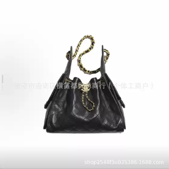 Caviar Pattern Small Fragrance 25C Drawstring Hobo Bucket Bag Retro Quilted Underarm Women's Bag Shoulder Handbag