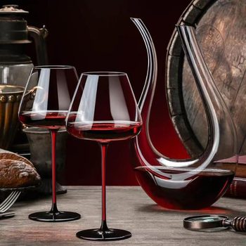 Burgundy Red Wine Glass Two-piece Set Household Light Luxury Crystal Glass Large Belly Decanter Grape Tall Cup